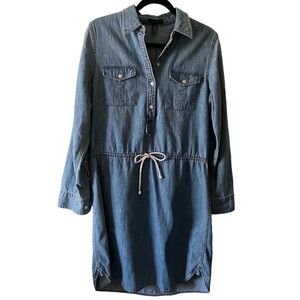Vtg LRL Lauren Jean Co. tie front jean shirt dress